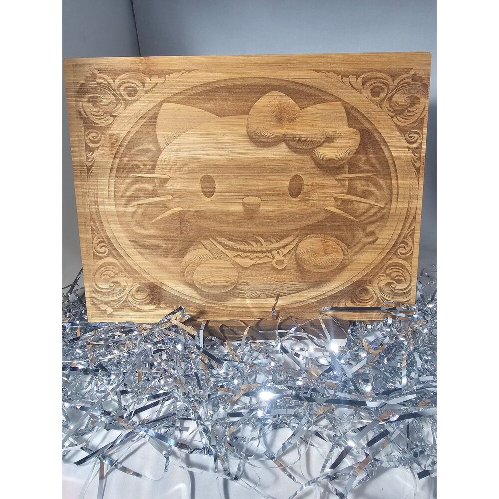 Cartoon Kitty Sanrio kawaii bamboo engraved wooden Cutting Board